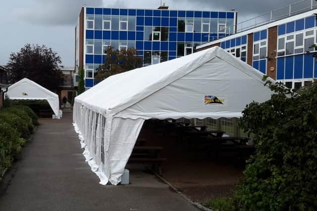 The firm has supplied marquees to cover outdoor areas at schools
