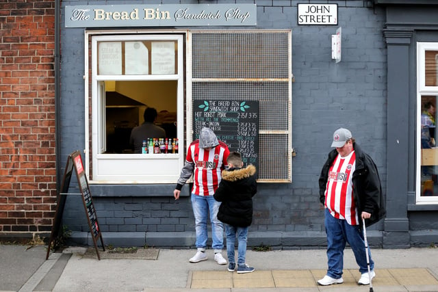 Blades fans congregate before their side's game with Norwich City.