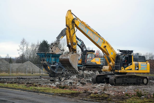 Diggers on site to begin clearing the rubble
Picture Michael Gillen.