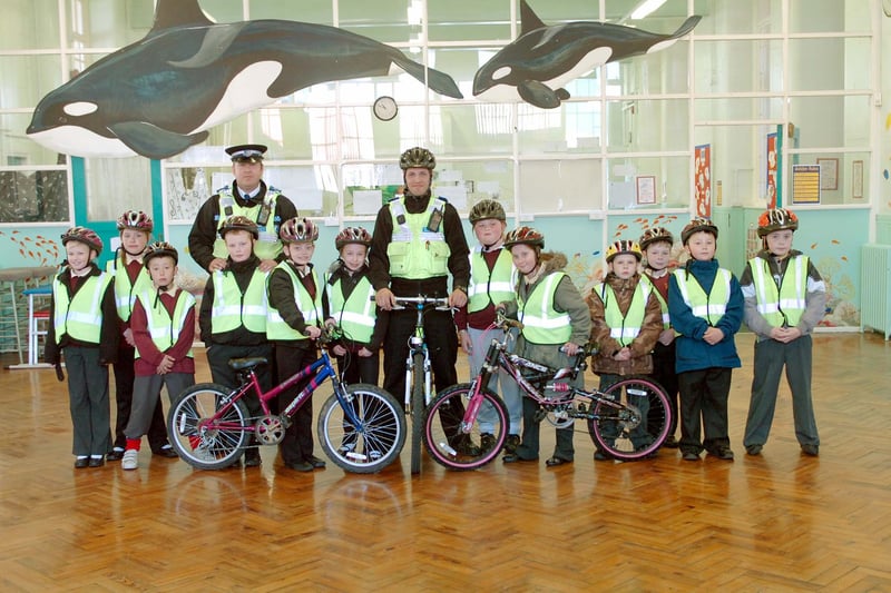 PCSOs Dave Fowler and Andy Vinton were leading the way at this Jesmond Road Primary School cycling event 12 years ago. Who can tell us more?