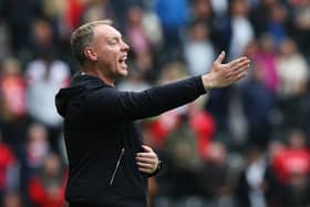 Steve Cooper, manager of Nottingham Forest reacts during the Sky Bet Championship match between Hull City and Nottingham Forest at KCOM Stadium on May 07, 2022 in Hull, England. (Photo by Nigel Roddis/Getty Images)
