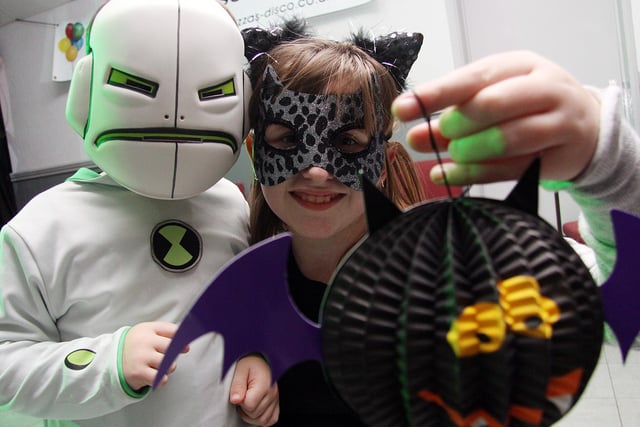 Three-year old Charlie Quinn and Annie Quinn, 10, at a Halloween party in Holbrook, near Belper, in 2010.