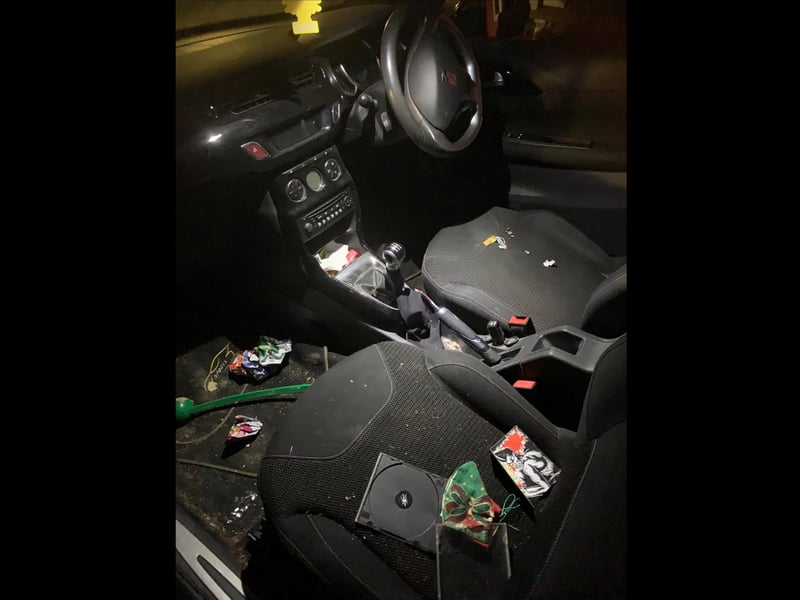 Kazzy isn't taking the blame for this but shared the picture to shame her husband. She let him use her favourite Citroen DS3 convertible and is not thrilled with how it was treated. She insists that he will be cleaning it out.