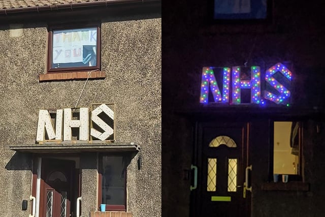 As well as the weekly Clap for our Carers event, people have been showing their support for the NHS by decorating the exteriors of their homes. This sign was made from pallets and illuminated with Christmas lights.