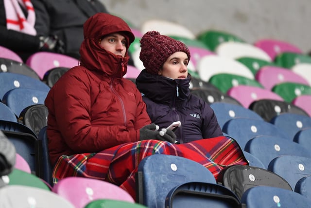Scotland fans arrive during the Guinness Six Nations match between Scotland and England at BT Murrayfield.  (Photo by Ross MacDonald / SNS Group)