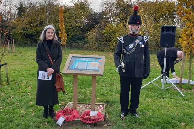 Councillor Elizabeth Williamson taking part in the Remembrance Sunday event in Brinsley.