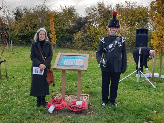 Councillor Elizabeth Williamson taking part in the Remembrance Sunday event in Brinsley.
