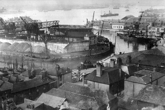 The Camber Dock from the cathedral  bell tower circa 1930. Picture: Paul Costen collection