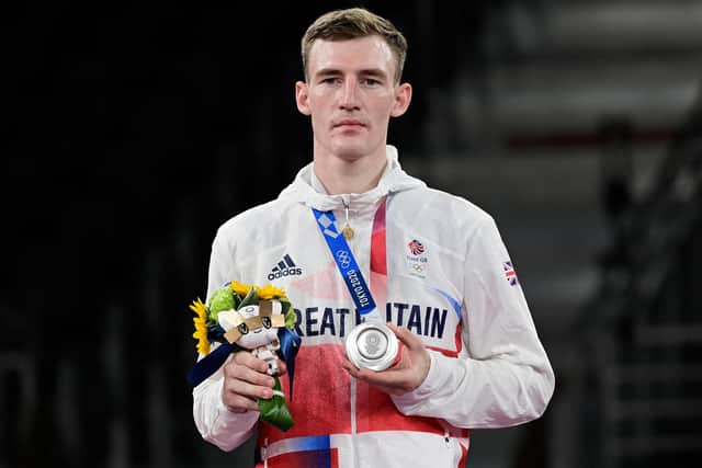 Silver medalist Britain's Bradly Sinden.