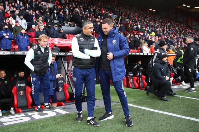 Paul Heckingbottom (right) has only taken charge of one home game since becoming Sheffield United manager: Simon Bellis / Sportimage