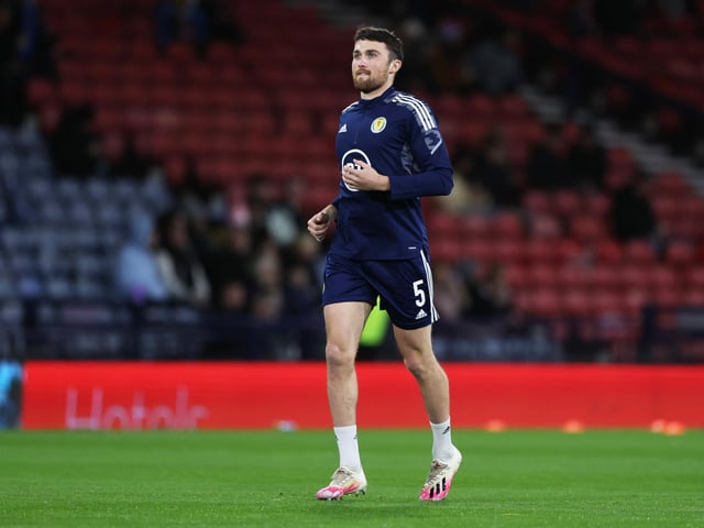 Scored the opening goal and won more than his fair share of defensive headers in the second half on his return to the Scotland team after three years out.