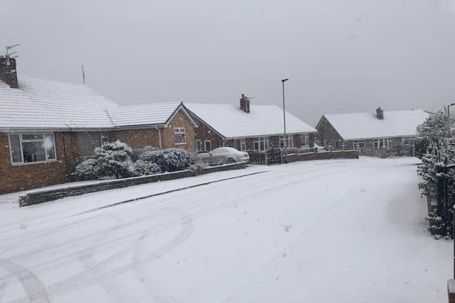Snow in Darfield, Barnsley on Saturday afternoon.