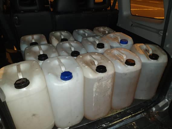 Police found this 4X4 filled with diesel drums beside the A61 in Barnsley