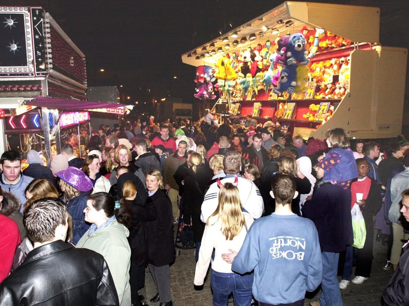 The large crowd who turned up for the Fright Night held in the Sheffield city centre for Halloween, October 31, 2001