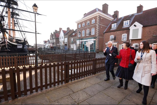 The princess spent a significant time touring the museum which recreates an 18th Century quay.