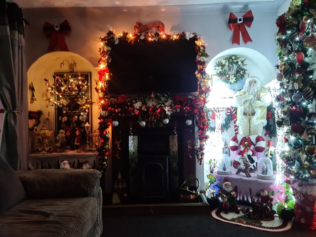 Lisa Purtill's dad put up his Christmas lights in Peterborough Road, Cosham, early after being unable to put them up in 2019 because he was in hospital being treated after a cancer diagnosis.
