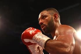 Kell Brook in action during the WBO Intercontiental Super-Welterweight Title Fight against Mark DeLuca.