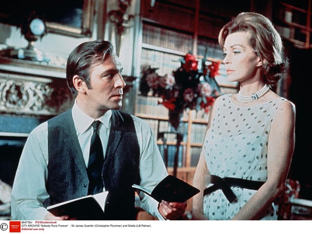 Christopher Plummer playing Sir James Quentin in 1968 film Nobody Runs Forever. Opposite Lilli Palmer.