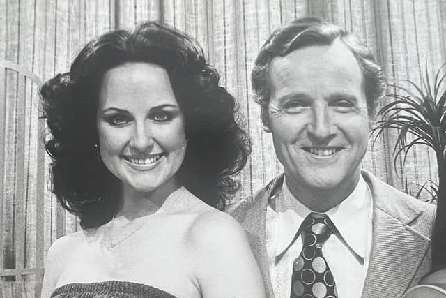 Christine Crapper became a houshold name in the 1970s as one of the hostess' on ITV's primetime game show Sale of the Century. Pictured here with Nick Parsons.