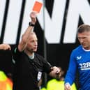 Willie Collum shows a red card to John Lundstram. Picture: Ross Parker / SNS