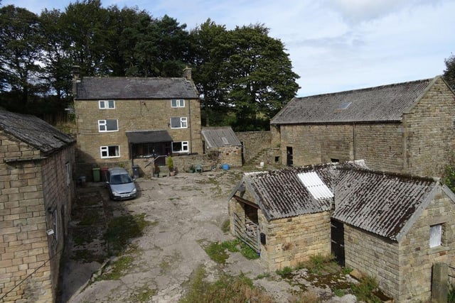 This five-bedroom detached farmhouse is on the market together with a range of stone buildings and further agricultural buildings set in 15 acres of paddock. The asking price is £950,000 and the sale is being handled by Sally Botham Estates. (https://www.zoopla.co.uk/for-sale/details/52880284)