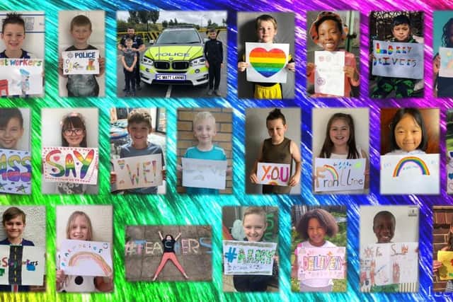 Pupils in Year 4 at St Thomas More in Grenoside created the tribute to thank key workers, in memory of PC Matt Lannie.