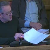 Westfield resident Sean Corey speaking at a meeting of Sheffield City Council's planning committee to oppose plans by laundry firm Abbey Glen to extend their delivery hours and set up outside storage