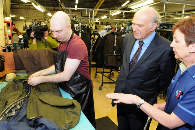 Vince Cable MP, Secretary of State, visited the Barbour factory to announce new jobs in 2013. Can you spot someone you know in the photo?