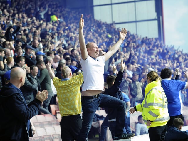 Sheffield Wednesday fans celebrating at Oakwell back in 2017