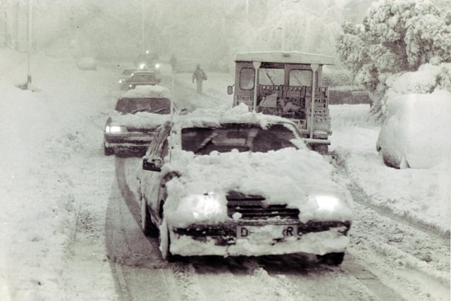 By December 8, 1990 we'd gone from baking to freezing, as this snowy Sheffield scene shows.