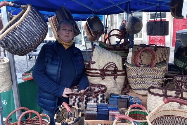 Carole Graham, from Foxton, is another regular at Alnwick Market with her wide selection of baskets and more.
