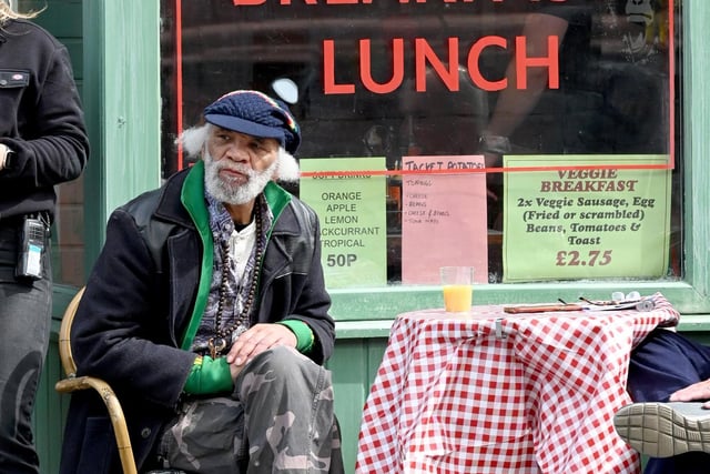 Paul Barber pictured during filming for The Full Monty Disney+ TV series in Manchester