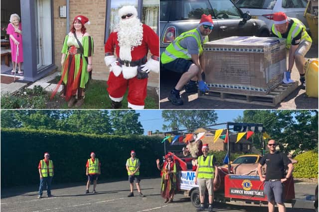 Alnwick Round Table's charity collection included an unseasonal appearance by Santa.