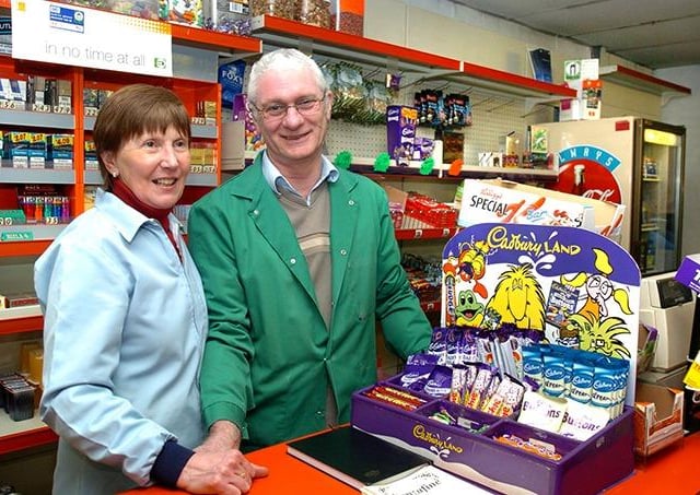 Steve and Pat in their corner shop on Mosborough High Street, January 3, 2006