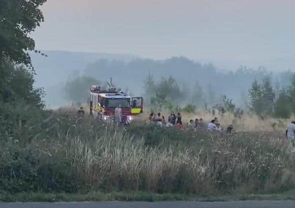 Firefighters at Wharncliffe Woods near Oughtibridge in Sheffield (photo by @KeiraVirgo on Twitter)