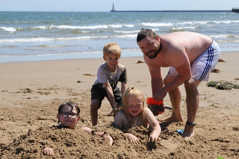 Scott Brown with children Dylan, Amie and Lucas at Seaburn.