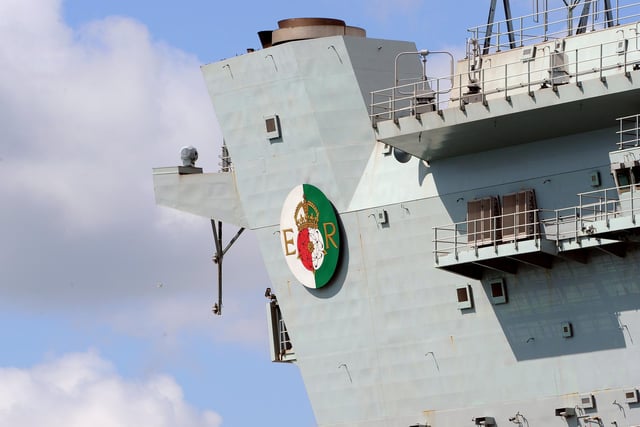 Britain's biggest warship HMS Queen Elizabeth pictured returning to Portsmouth after 10 weeks at sea, carrying out critical training. Picture: (020720-5160)
