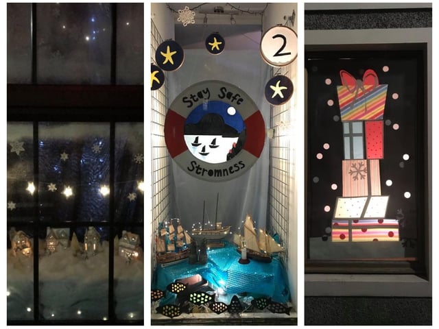 A new window display is lit up every day in the Stromness Living Advent Calendar, with residents and businesses coming together to bring some festive warmth to the streets this year. PIC: The Stromness Community Development Trust.
