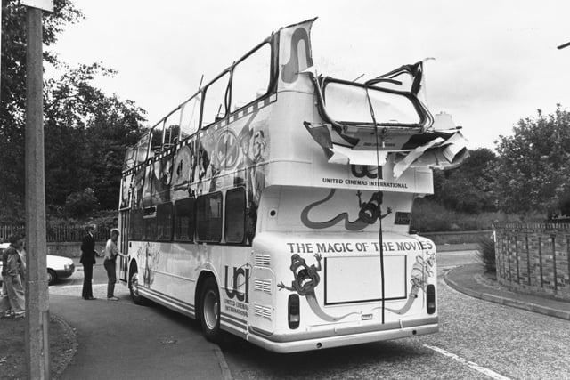 A bus promoting the new UCI cinema had the top sliced off under the railway bridge at Newcraighall Road.