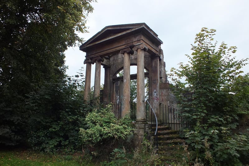 The penultimate sculpture is the portico structure behind gates in Elder Park. It was originally part of Linthouse Mansion.