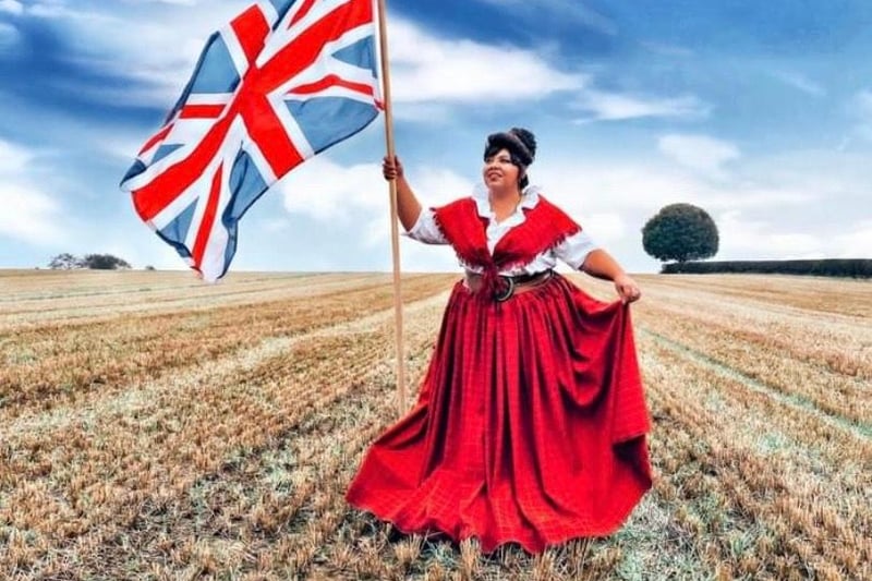 Madara Riley in patriotic mood in a Mansfield field