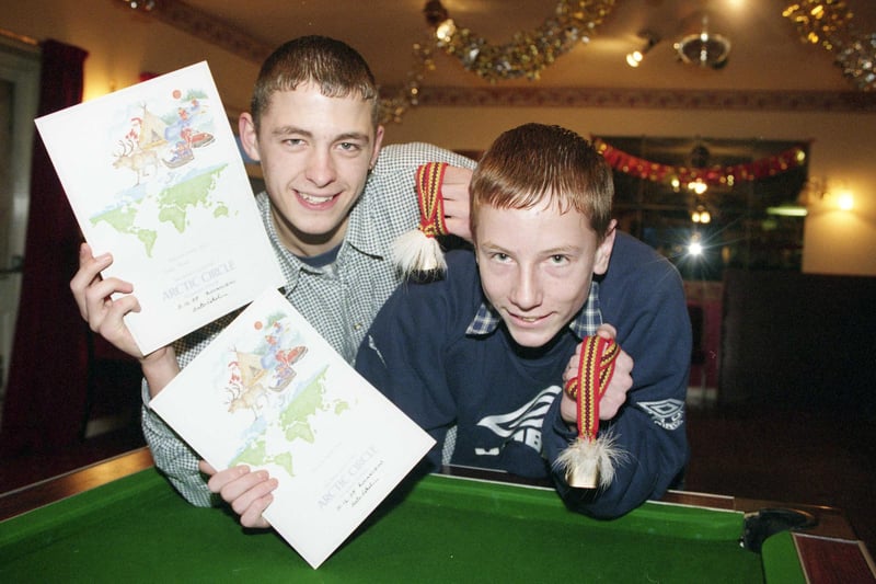 Mark Yates, 15, and David Bruce, 16, both of Fence Houses, spent a day in Lapland after winning a Barnardo's Christmas charity prize in 1995.