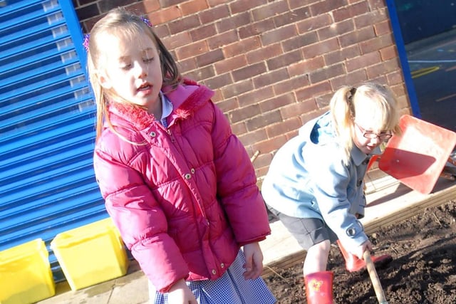 A spot of gardening at Temple Park Infants in 2009.
