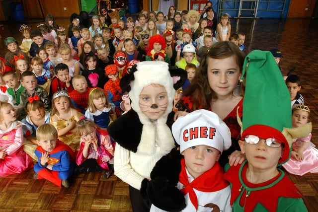 Pupils from Fellgate Primary School dressed as their favourite children's book characters in 2004.