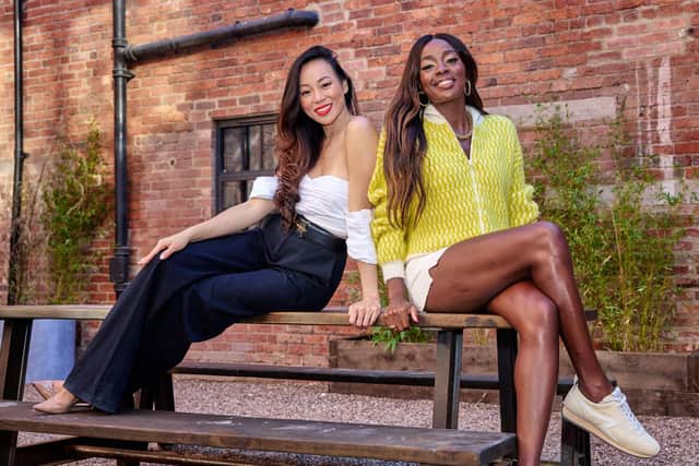 AJ Odudu (presenter) & Dara Huang (judge)sat on the bench table – straight to camera The first episode of The Big Interiors Battle, hosted By AJ Odudu, hit the screens last night, with a flat on Sheffield’s Eyewitness Works development near Devonshire Green at the centre of a show.