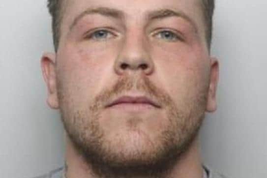 Pictured is Jordan Davies, aged 26, of no fixed abode, who has been found guilty at Sheffield Crown Court of murdering stabbing victim Joevester Takyi-Sarpong near Doncaster city centre and sentenced to life imprisonment.