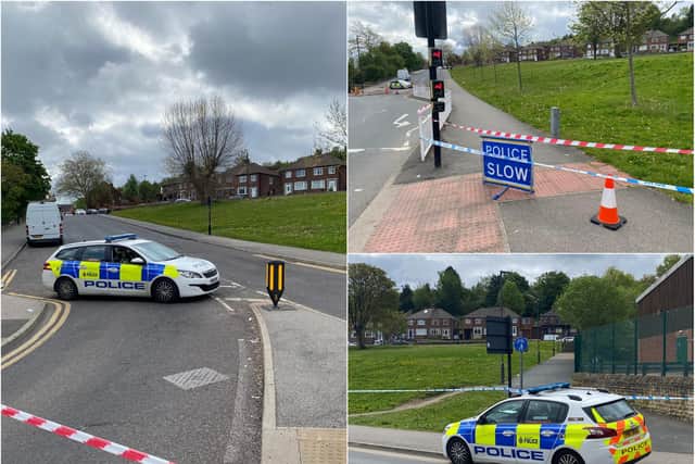 A huge police cordon is in place today in the Fir Vale area of Sheffield (Photo: Dan Hayes)