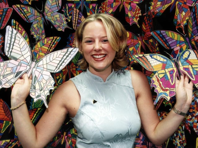 Newly Crowned "Crystal Princess" Sally Heathcote got all of a flutter when she called into Crystal Peaks to see how the "Great Butterfly Colour competition" was doing in 1998