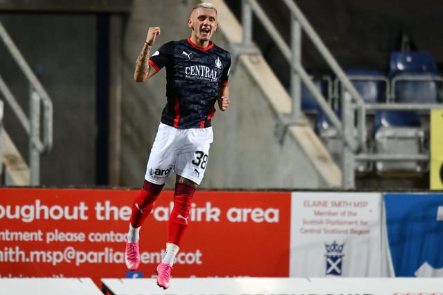 October 13, 2020: Falkirk 2, Clyde 1
Callumn Morrison celebrating scoring a 38th-minute penalty for Falkirk. Aidan Keena got the Bairns’ other goal in this Scottish League Cup tie and David Goodwillie netted for Clyde