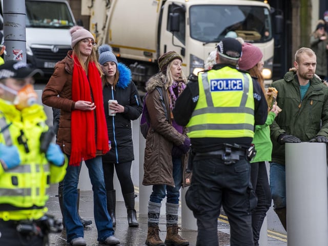 Only around a dozen protesters turned up, according to one onlooker.